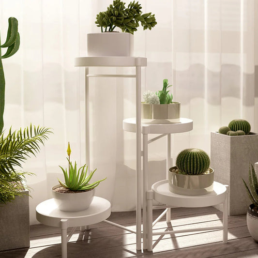 Foldable Corner Plant Stand Indoor Outdoor Tiered Plant Shelf Foldable Flower Holder Display Rack for Garden Patio Balcony