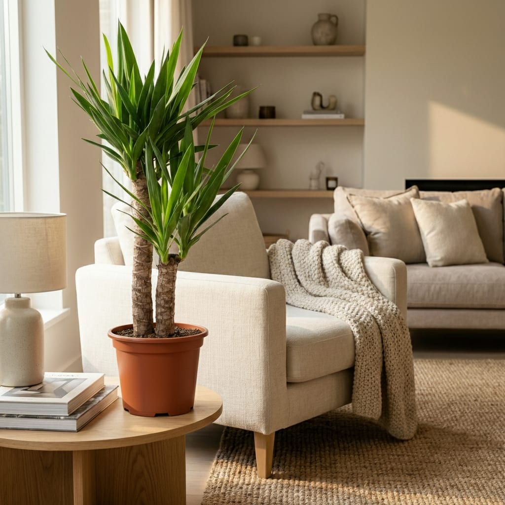 Green boutiQ - Plante d'intérieur - Yucca (Lis palmier) - Yucca Elephantipes - Vert - Entretien facile - 1 Plante - Pot 21cm - Hauteur 80 - 90cm