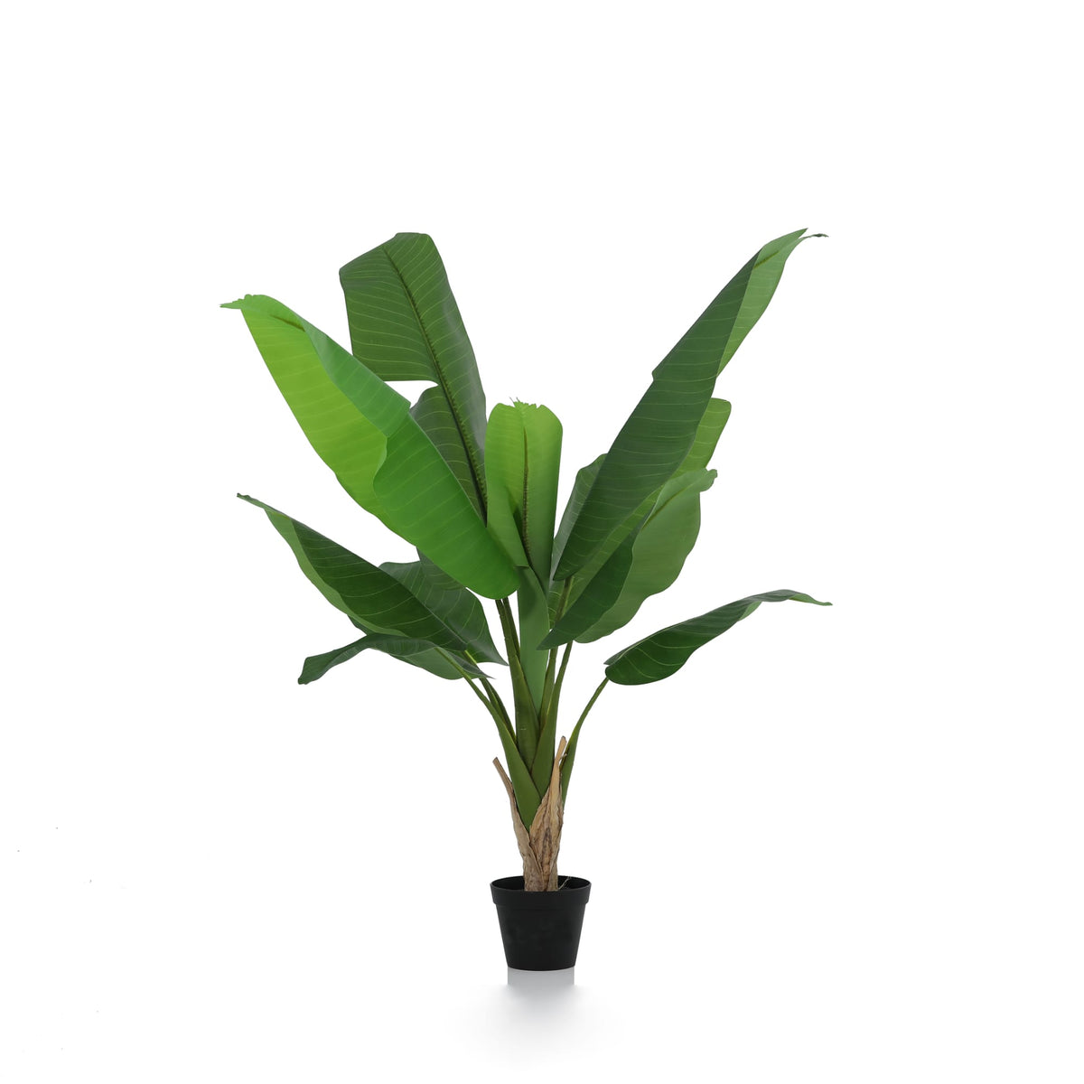 Künstliche Bananenpflanze Musa 120cm im Topf – realistische Kunstpflanze mit großen Tropenblättern – pflegefreie Zimmerdeko für Wohnzimmer, Büro & Flur – Urban Jungle Look, inkl Basistopf