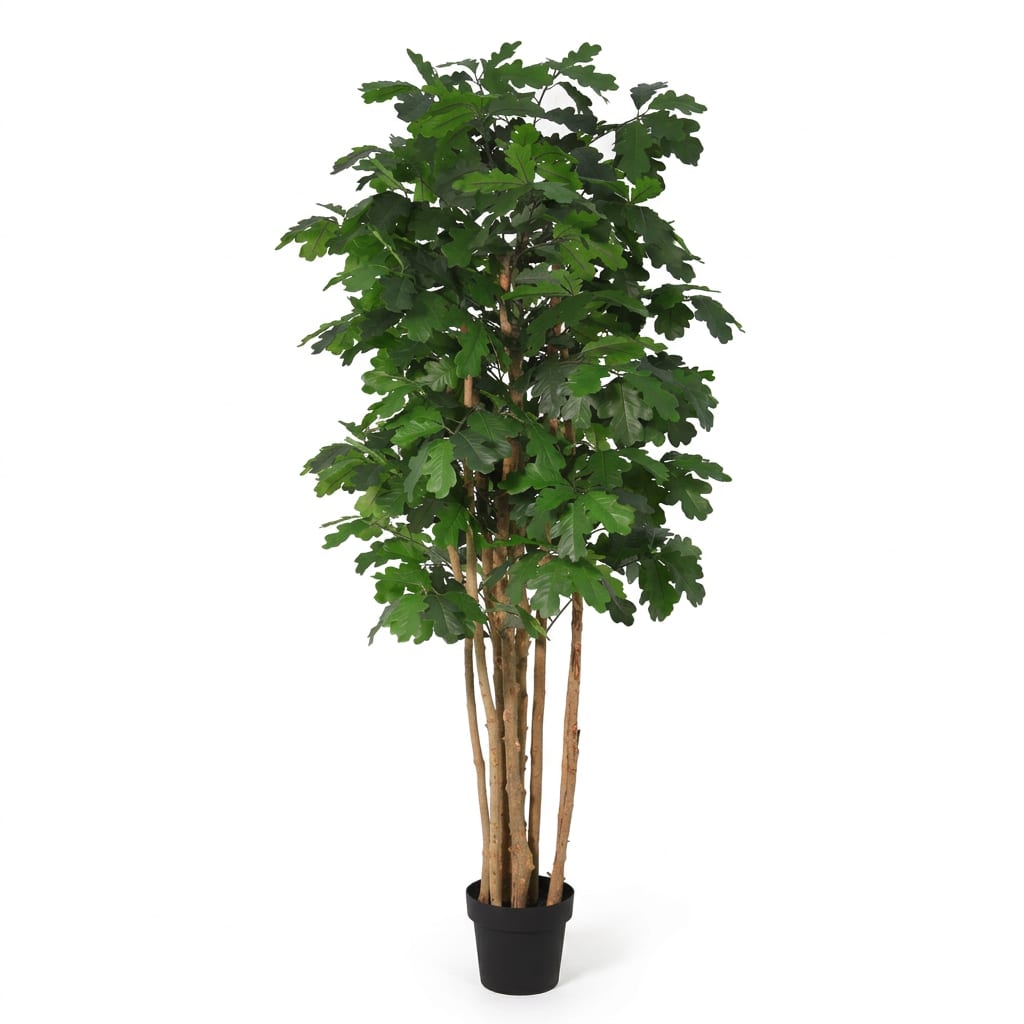 Künstlicher Eichenbaum 170cm im Topf – realistische Oak Kunstpflanze mit natürlicher Blattstruktur – pflegefreie Zimmerdeko für Wohnzimmer, Flur, Büro & Showroom – ganzjährig grün, inkl Basistopf