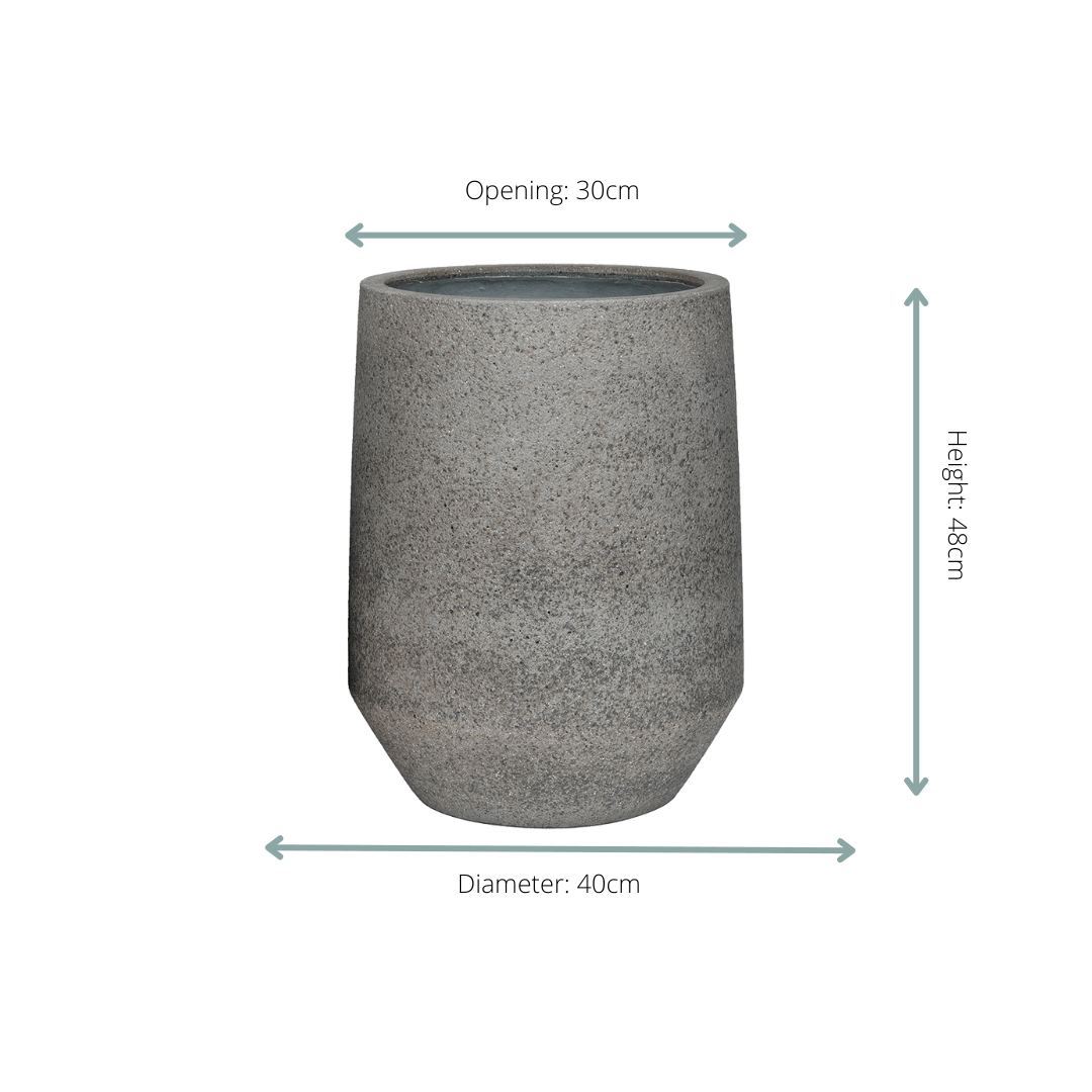 Pflanztopf Harith High S – Dioriet Grey – D40xH48 – Hoher Blumentopf in Steinoptik – Moderner Pflanzkübel für Innen & geschützte Außenbereiche – Robust & dekorativ