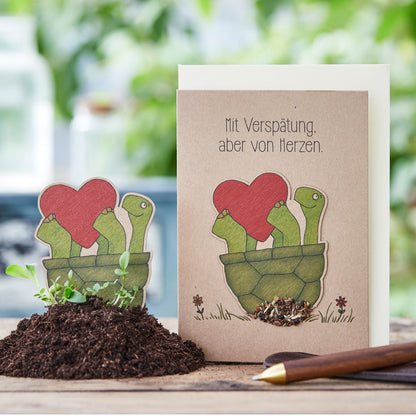 Grußkarte "Mit Verspätung" 