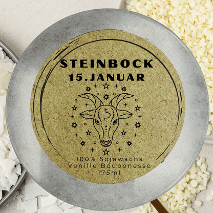 Sternzeichen Steinbock Duftkerze - Handgemachte Sojawachs-Kerze - Personalisiertes Astrologie-Geschenk 