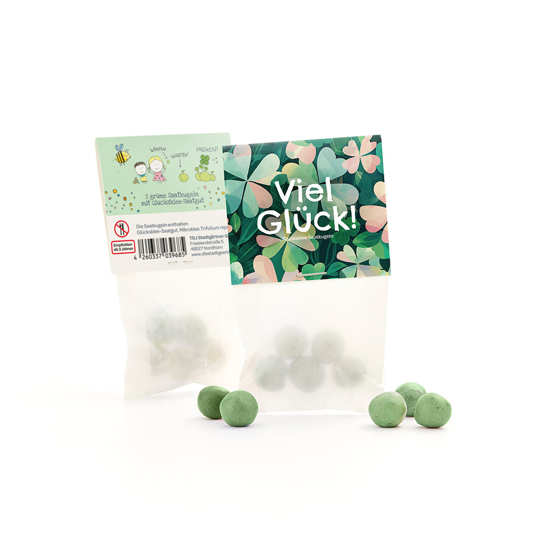 10x5 Blumenmurmeln im Tütchen "Viel Glück" 