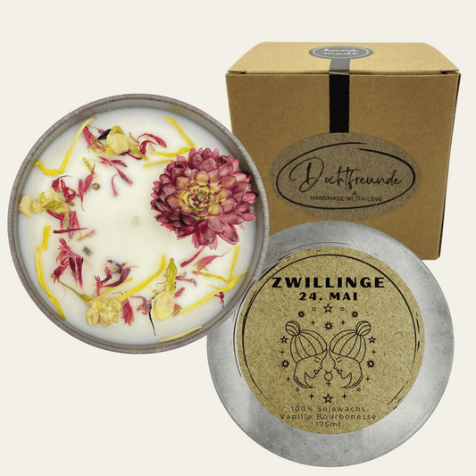 Sternzeichen Zwillinge Duftkerze - Handgemachte Sojawachs-Kerze - Personalisiertes Astrologie-Geschenk 