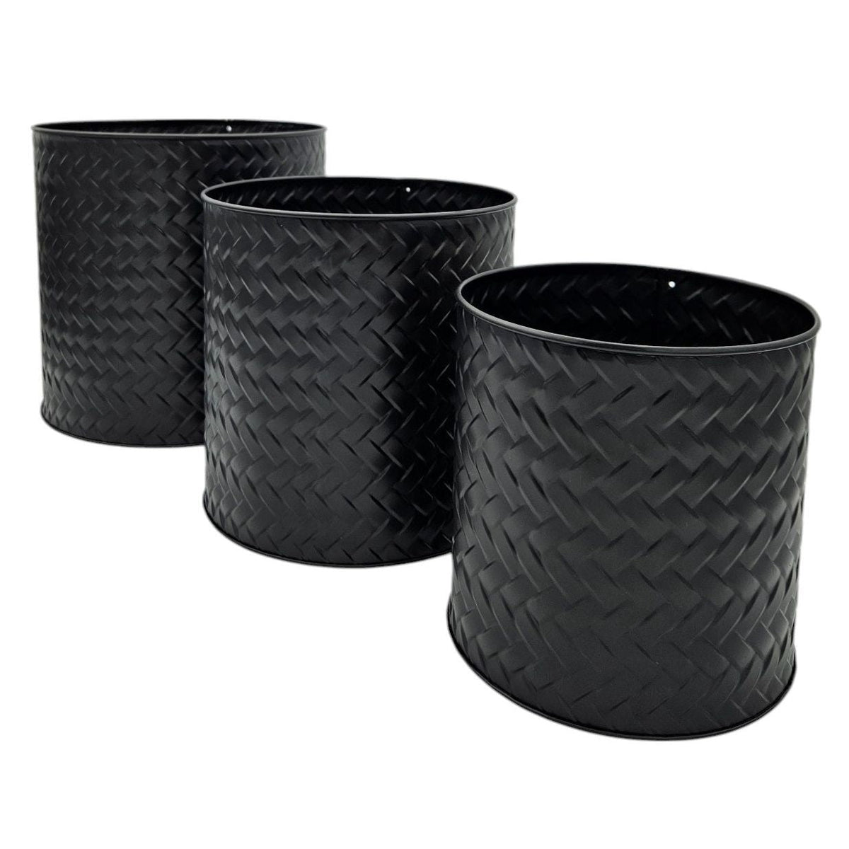 Blumentopf Übertopf Pflanzenkübel Topf Kübel 3er Set schwarz rund Metall Matt 