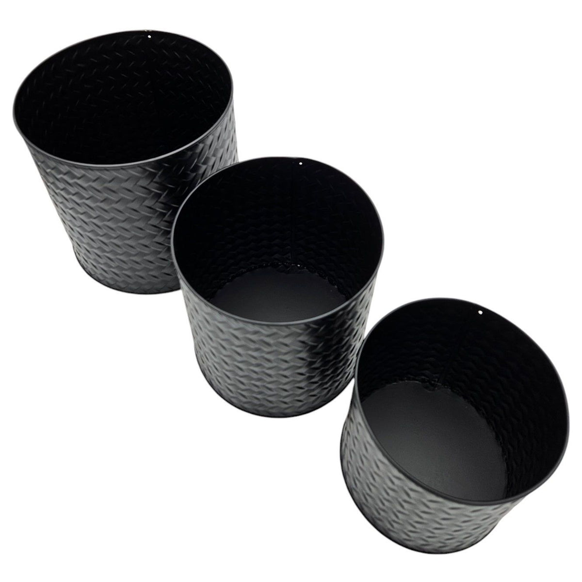 Blumentopf Übertopf Pflanzenkübel Topf Kübel 3er Set schwarz rund Metall Matt 