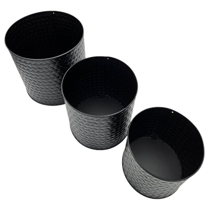 Blumentopf Übertopf Pflanzenkübel Topf Kübel 3er Set schwarz rund Metall Matt 