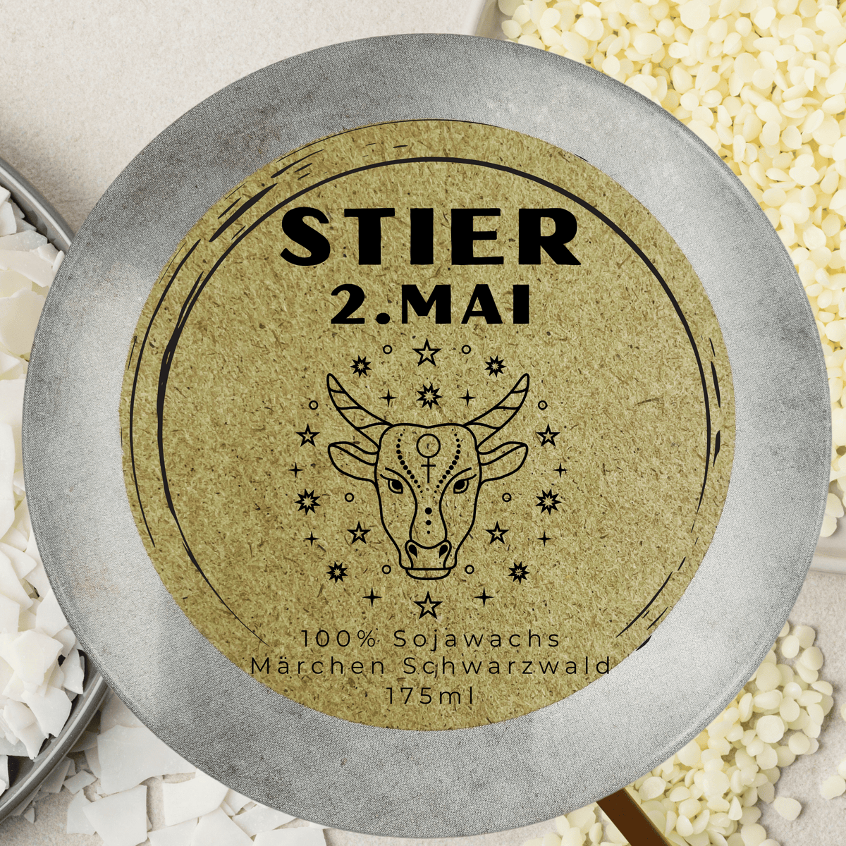 Sternzeichen Stier - Handgemachte Sojawachs-Kerze - Personalisiertes Astrologie-Geschenk 