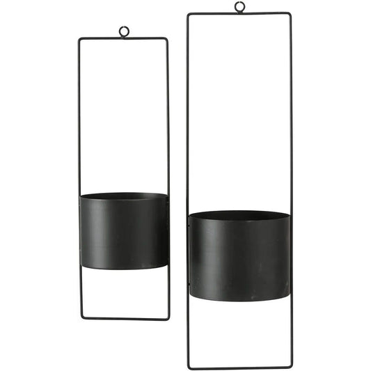 Hängetopf Blumentopf Metall schwarz indoor outdoor Balkon Fenster Blumenampel 2er set 