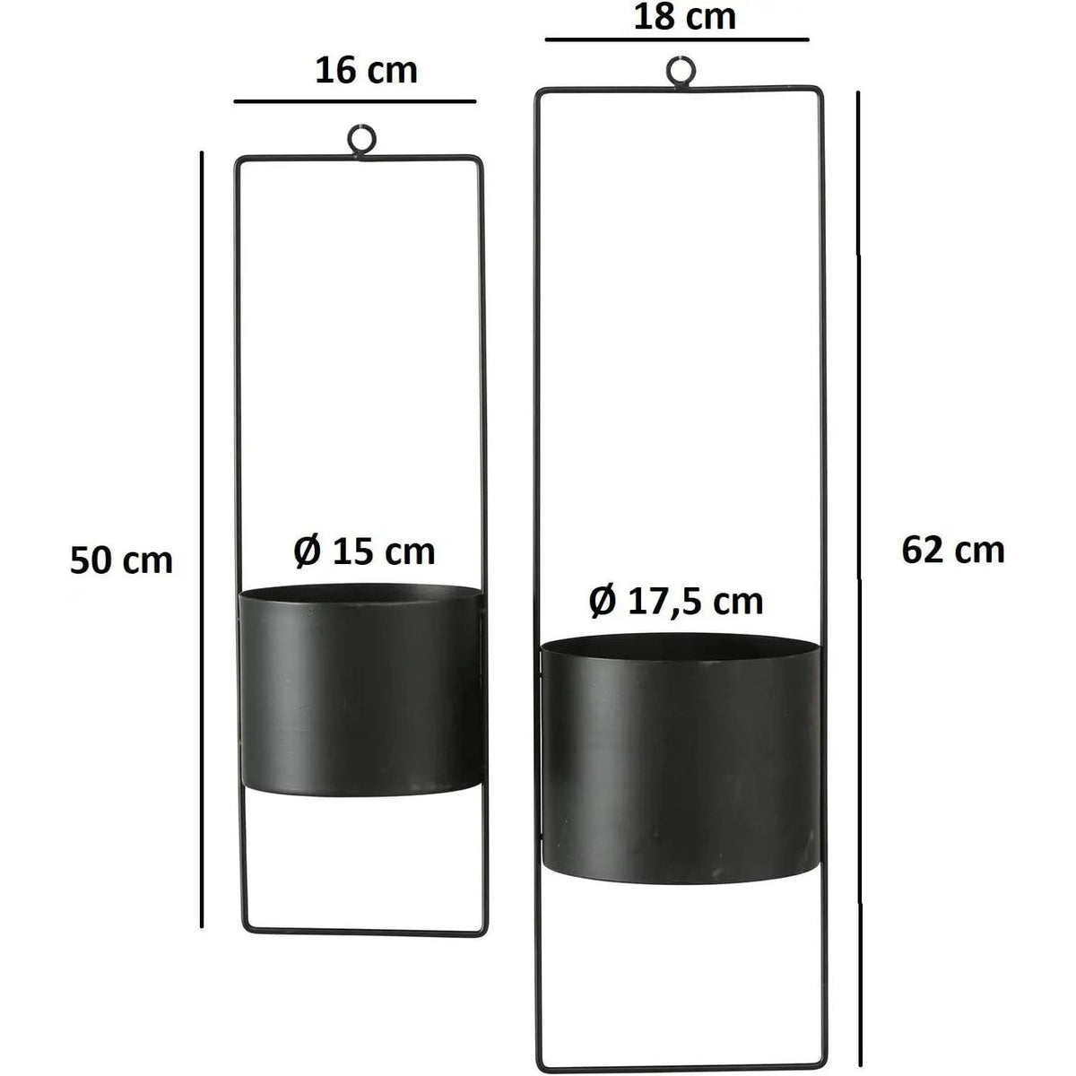 Hängetopf Blumentopf Metall schwarz indoor outdoor Balkon Fenster Blumenampel 2er set 