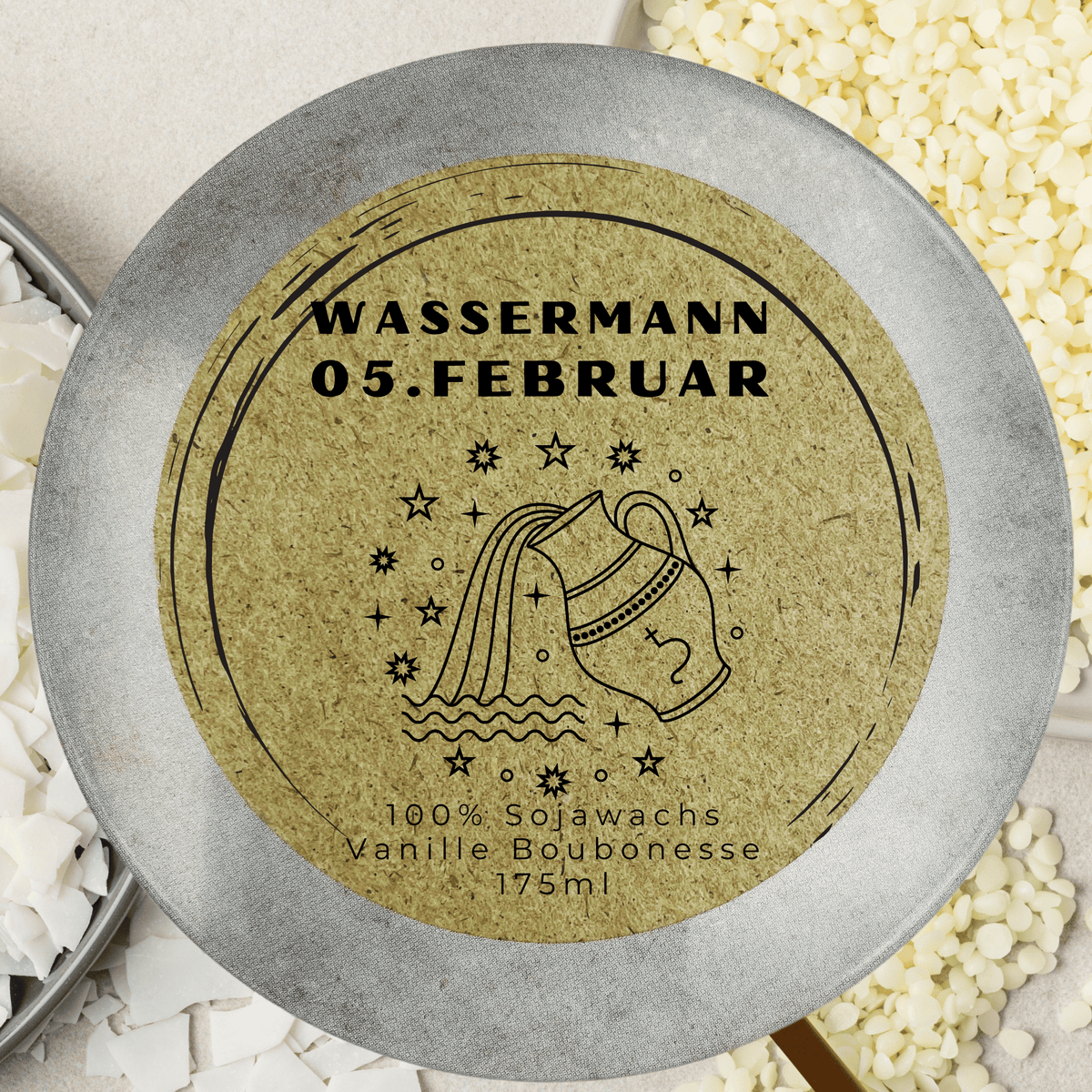Sternzeichen Wassermann Duftkerze - Handgemachte Sojawachs-Kerze - Personalisiertes Astrologie-Geschenk 