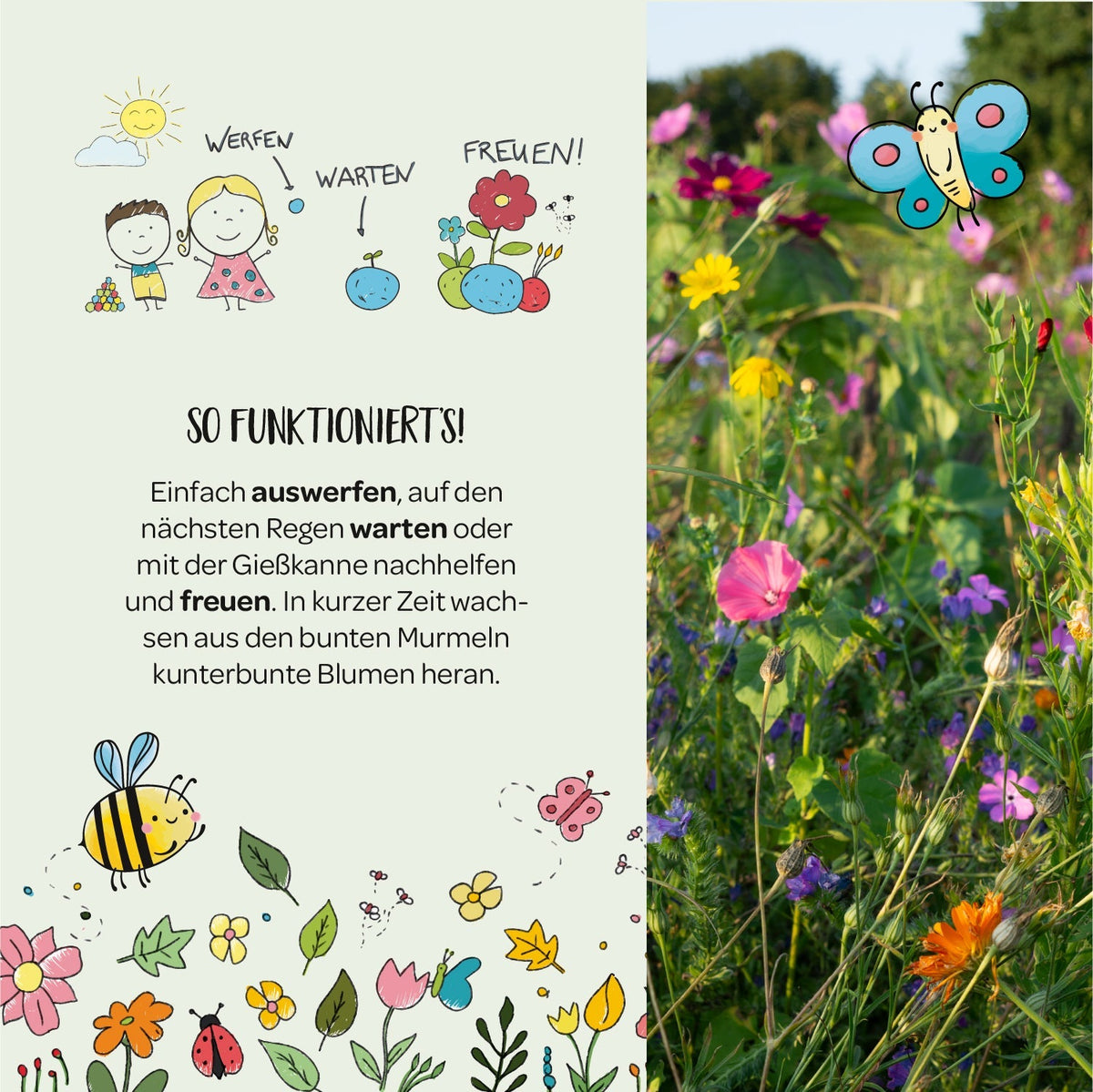 1x 5 Blumenmurmeln im Tütchen 