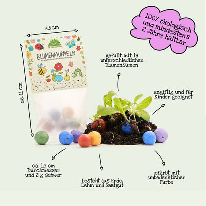 10x5 Blumenmurmeln im Tütchen 