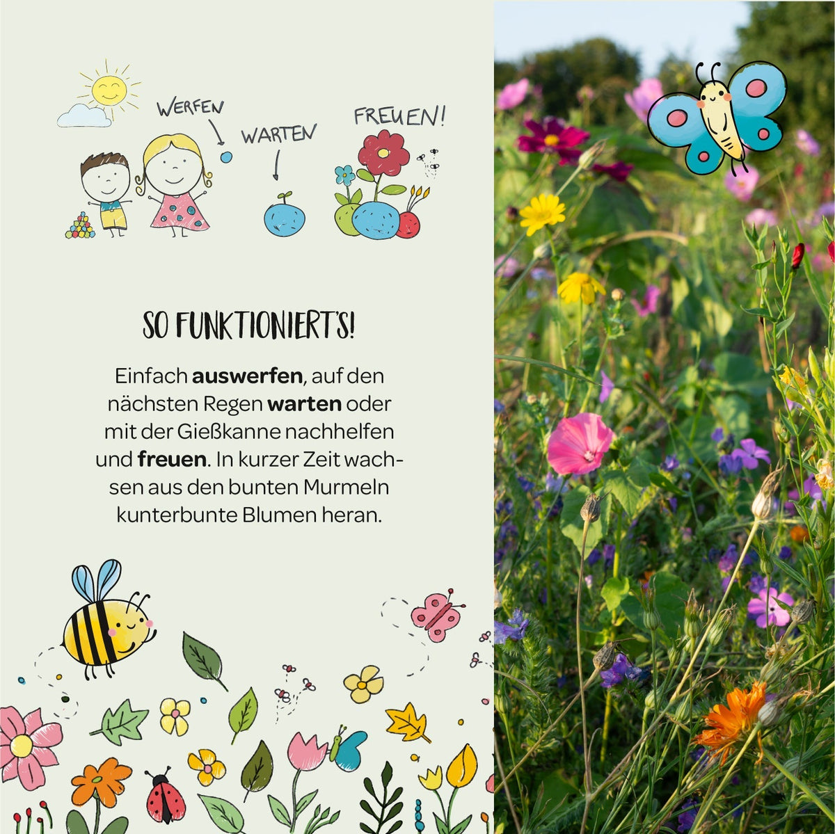 10x5 Blumenmurmeln im Tütchen – Blumenschatz 