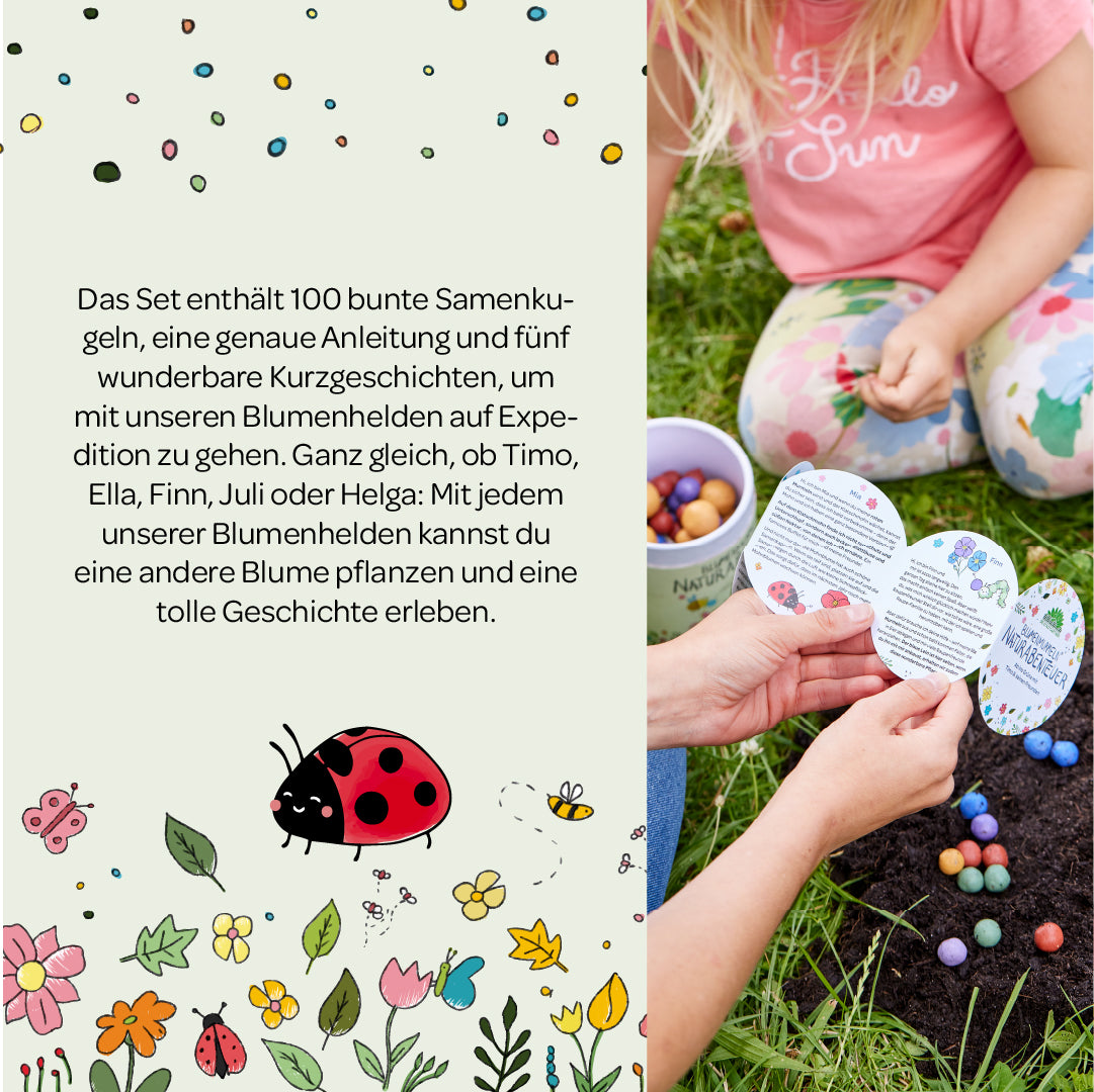 Naturabenteuer – Dose mit 100 Blumenmurmeln 