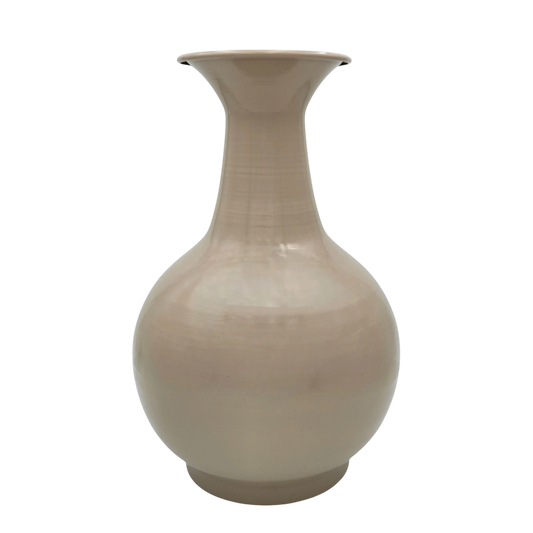 Vase Blumenvase XXL Dekovase Metallvase Beige Braun 38x25 Retro Blumengefäß 