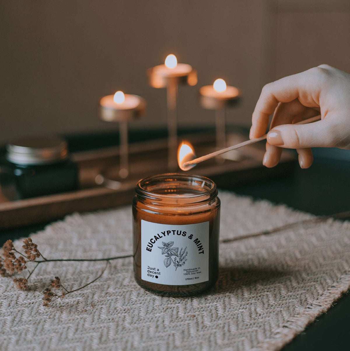 Duftkerze Eucalyptus & Mint – Gardening Collection – 170ml Sojawachs – Frischer Gartenduft mit Eukalyptus Minze & Hölzern – Aromakerze im Glas