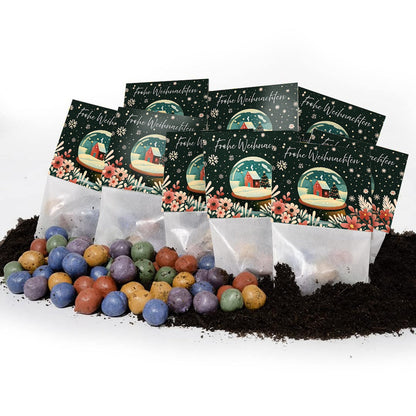 10x5 Blumenmurmeln im Tütchen "Schneekugel" 
