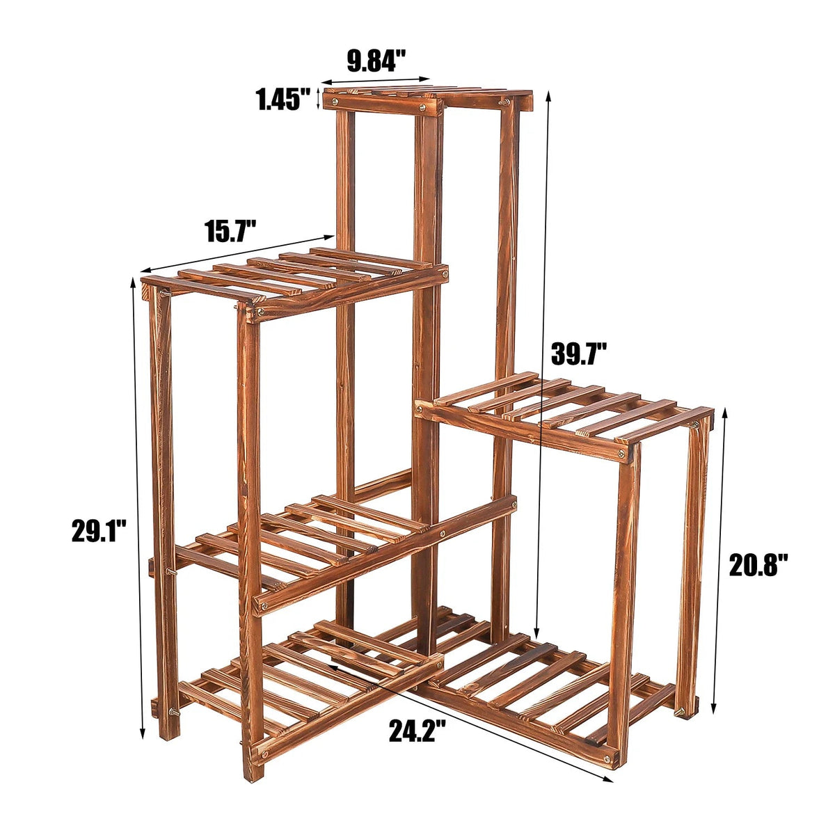 Corner Garden Plant Stand Wood Multi-Tiered Flower Display Rack Shelf 