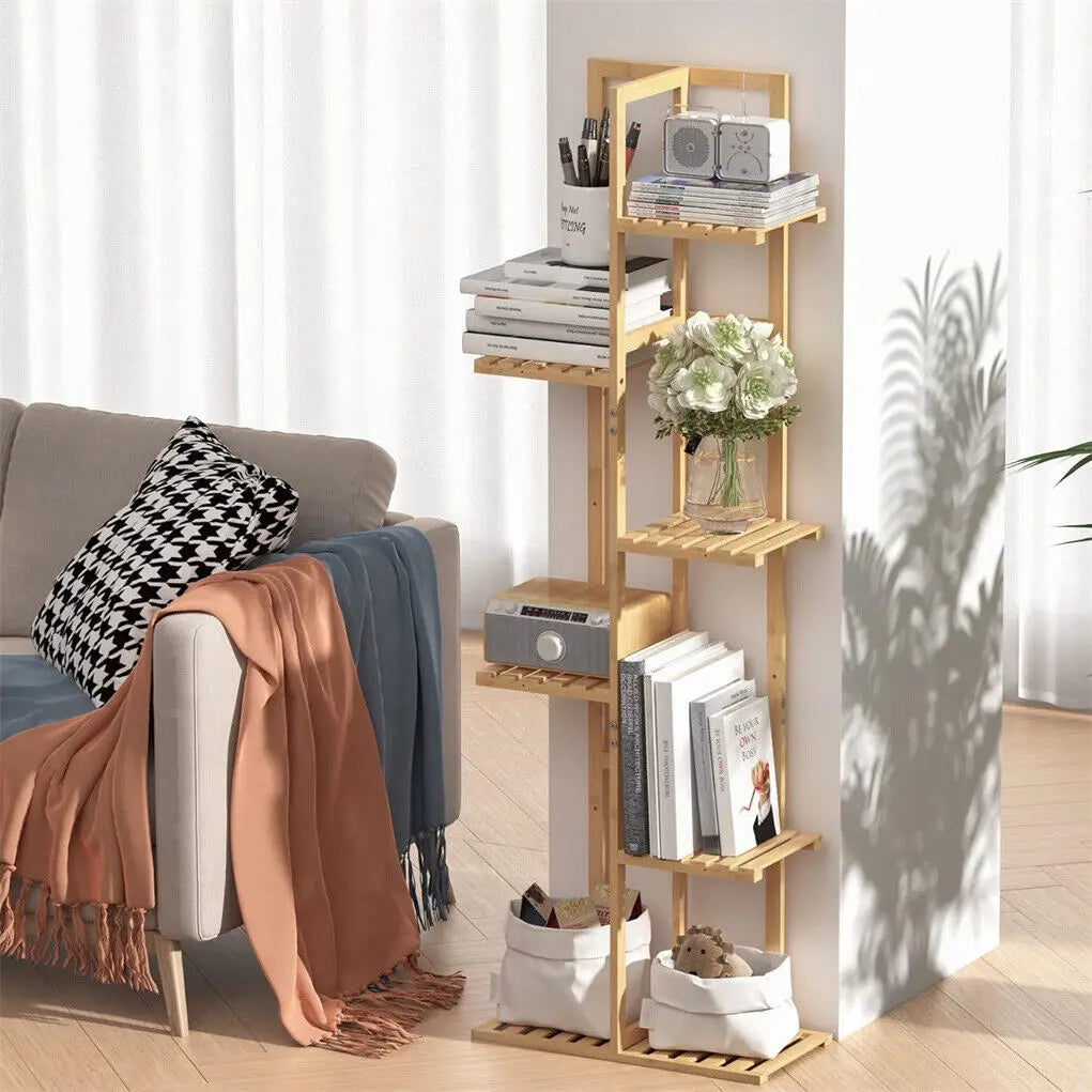 Bambus Pflanzenregal 124cm Hoch – Schwerlast Pflanzentreppe Indoor & Outdoor – Mehrstöckiges Blumenregal Holz für bis zu 50kg – Pflanzenständer für Balkon Wohnzimmer Garten 