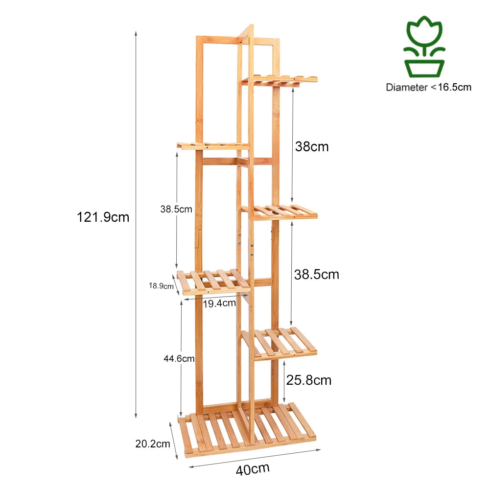Bambus Pflanzenregal 124cm Hoch – Schwerlast Pflanzentreppe Indoor & Outdoor – Mehrstöckiges Blumenregal Holz für bis zu 50kg – Pflanzenständer für Balkon Wohnzimmer Garten 