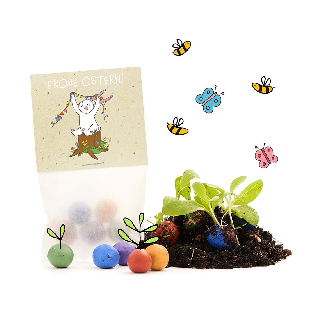 10x5 Blumenmurmeln im Tütchen "Osterhase" 