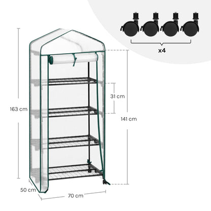 WOLTU Garden Greenhouse Plants Flowers House with Wheels Roll-Up Door 3 Shelves Winter Protection Outdoor 