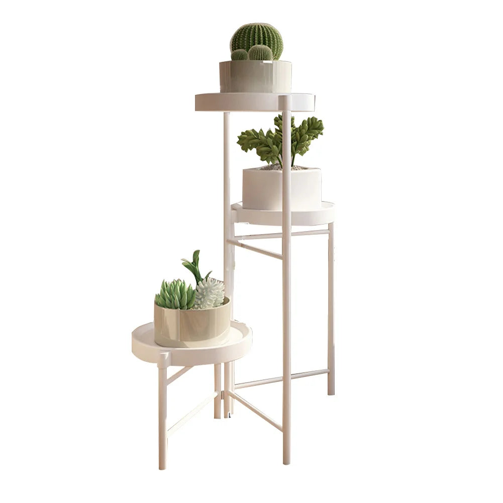 Foldable Corner Plant Stand Indoor Outdoor Tiered Plant Shelf Foldable Flower Holder Display Rack for Garden Patio Balcony 