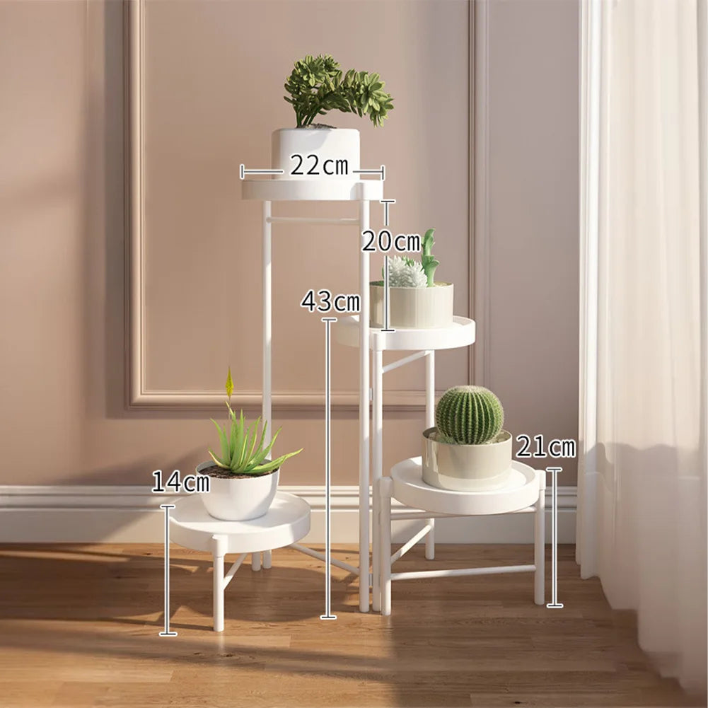 Foldable Corner Plant Stand Indoor Outdoor Tiered Plant Shelf Foldable Flower Holder Display Rack for Garden Patio Balcony 