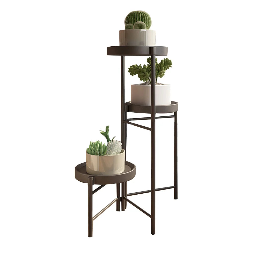 Foldable Corner Plant Stand Indoor Outdoor Tiered Plant Shelf Foldable Flower Holder Display Rack for Garden Patio Balcony 