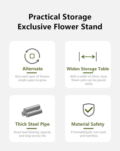 Pflanzenregal Metall schwarz mit 6/7/8 Ebenen – Blumenständer Eisen Pflanzständer für drinnen & draußen – Pflanzenhalter Regal für Garten, Balkon & Wohnzimmer 