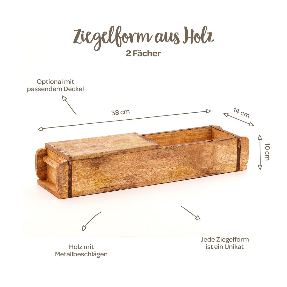 Lange Ziegelform mit 2 Fächern 