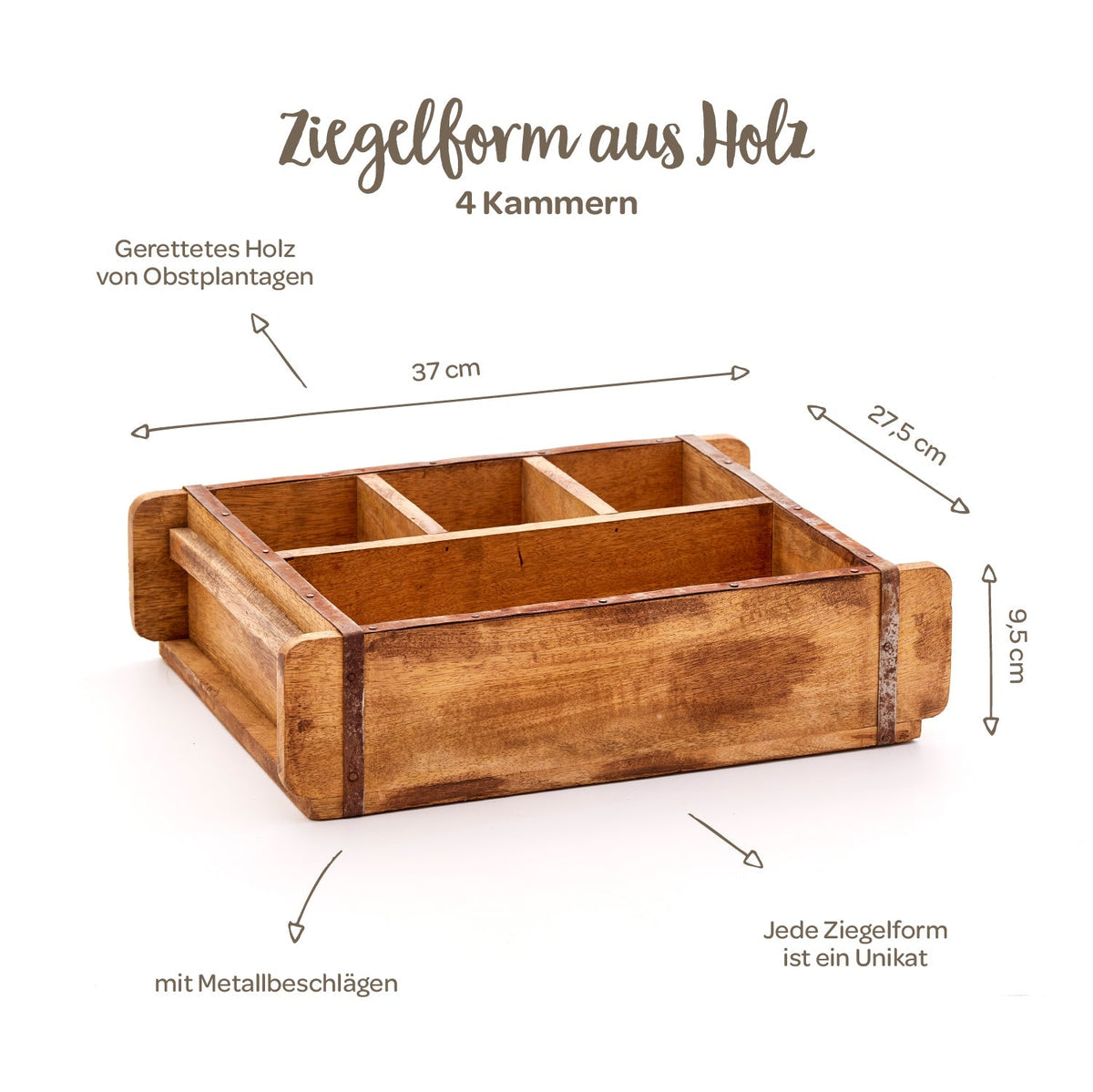 Ziegelform mit 4 Fächern 