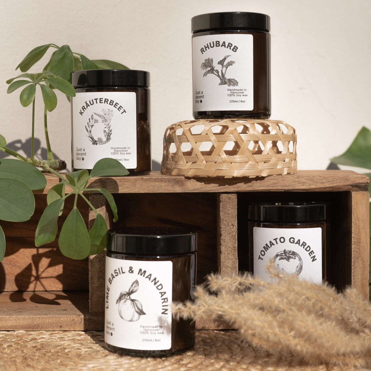 Duftkerze Kräuterbeet – Gardening Collection – 170ml Sojawachs – Frischer Gartenduft mit Mandarine Basilikum Lavendel & Hölzern – Aromakerze im Glas