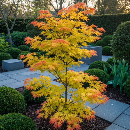 Japanischer Ahorn – Acer palmatum Orange Dream – ca. 70 cm hoch – Orange-Gelb – im 19 cm Topf – Balkon- & Gartenpflanze – Zierbaum mit Farbwechsel 