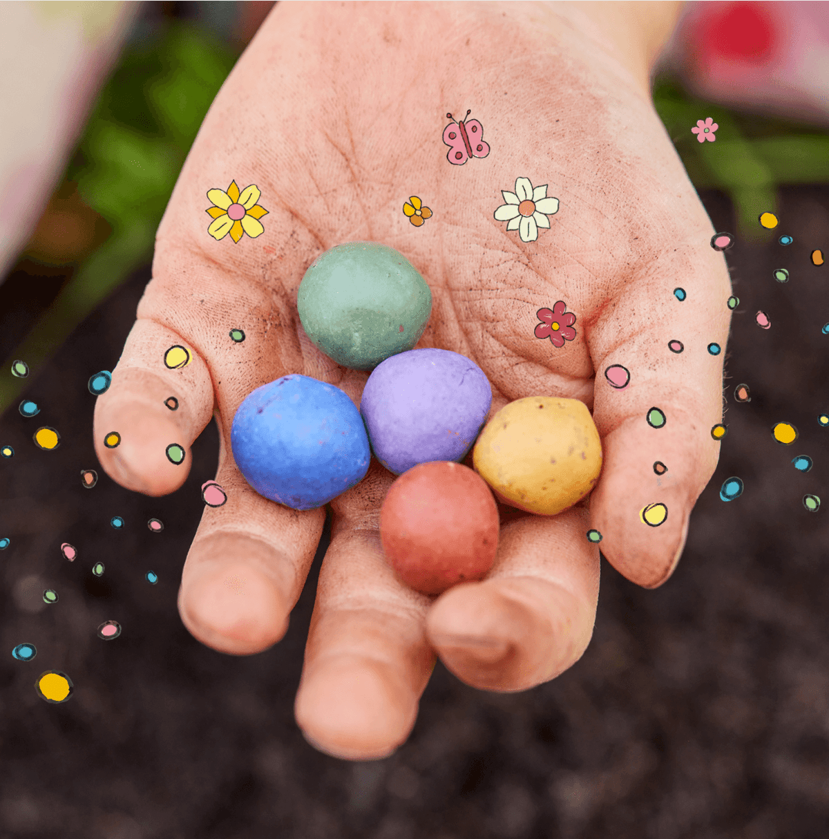 10x5 Blumenmurmeln im Tütchen – Danke 