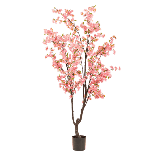 Kunstpflanze Kirschblüte – Prunus – Rosa – Höhe 210 cm – Täuschend echt – Dekopflanze für Wohnzimmer, Büro & Events – Pflegeleicht & langlebig 