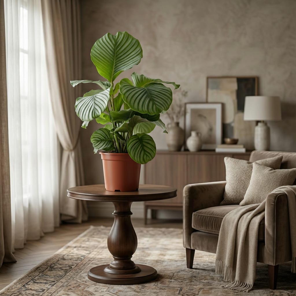 Korbmarante Calathea orbifolia Elegante Zimmerpflanze mit silbrig Ø21cm
