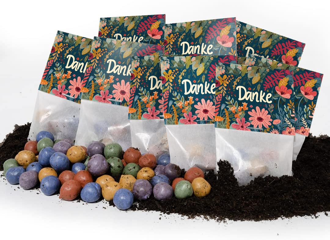 10x5 Blumenmurmeln im Tütchen – Danke 