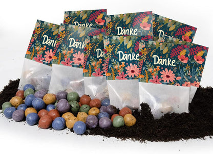 10x5 Blumenmurmeln im Tütchen – Danke 