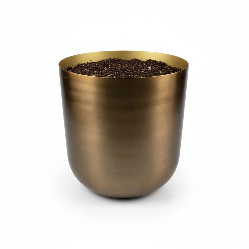 Pflanztopf Mayk Gold – D20cm x H22cm – eleganter Blumentopf mit Bronze-Gold-Optik – dekorativer Übertopf für Zimmerpflanzen Wohnzimmer & Büro 