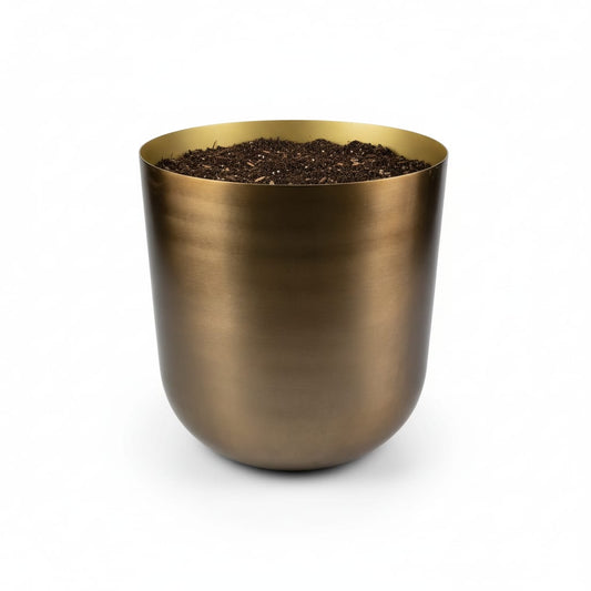 Pflanztopf Mayk Gold – D20cm x H22cm – eleganter Blumentopf mit Bronze-Gold-Optik – dekorativer Übertopf für Zimmerpflanzen Wohnzimmer & Büro 