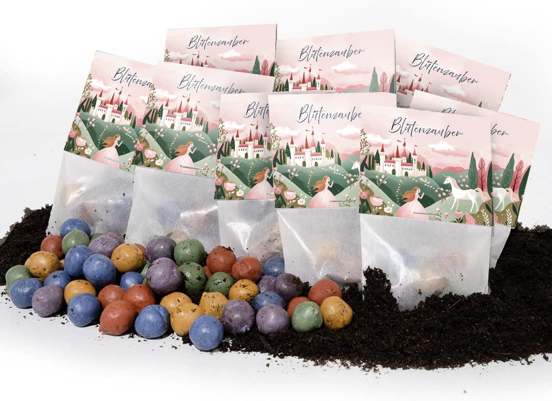 10x5 Blumenmurmeln im Tütchen – Blütenzauber 