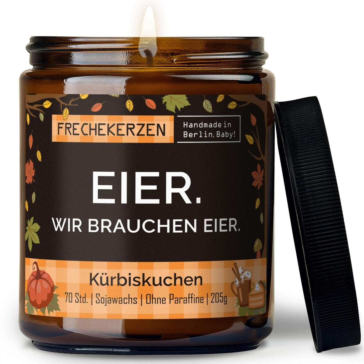 Freche Duftkerze mit Spruch „eier. wir brauchen eier.“ – Lustige Kerze im Glas – Humorvolle Oster Geschenkidee & moderne Deko