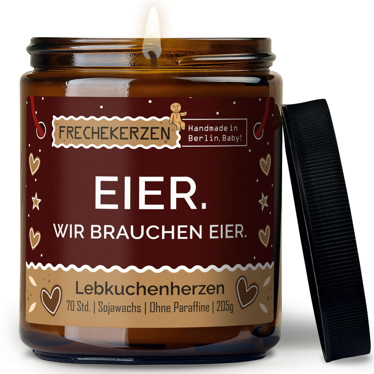 Freche Duftkerze mit Spruch „eier. wir brauchen eier.“ – Lustige Kerze im Glas – Humorvolle Oster Geschenkidee & moderne Deko