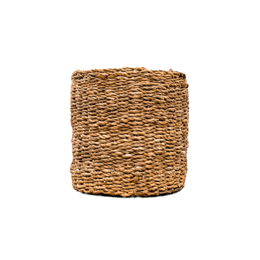 Dekokorb Ido – Ø42 cm x H36 cm – Großer Seegraskorb – Natur-Aufbewahrungskorb für Pflanzen, Wäsche & Deko – Boho-Stil – Handgeflochten 