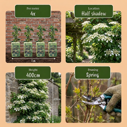 Kletterhortensie 'Hydrangea petiolaris' – Weiß, Ø9cm, ↕35cm – Ansicht 5