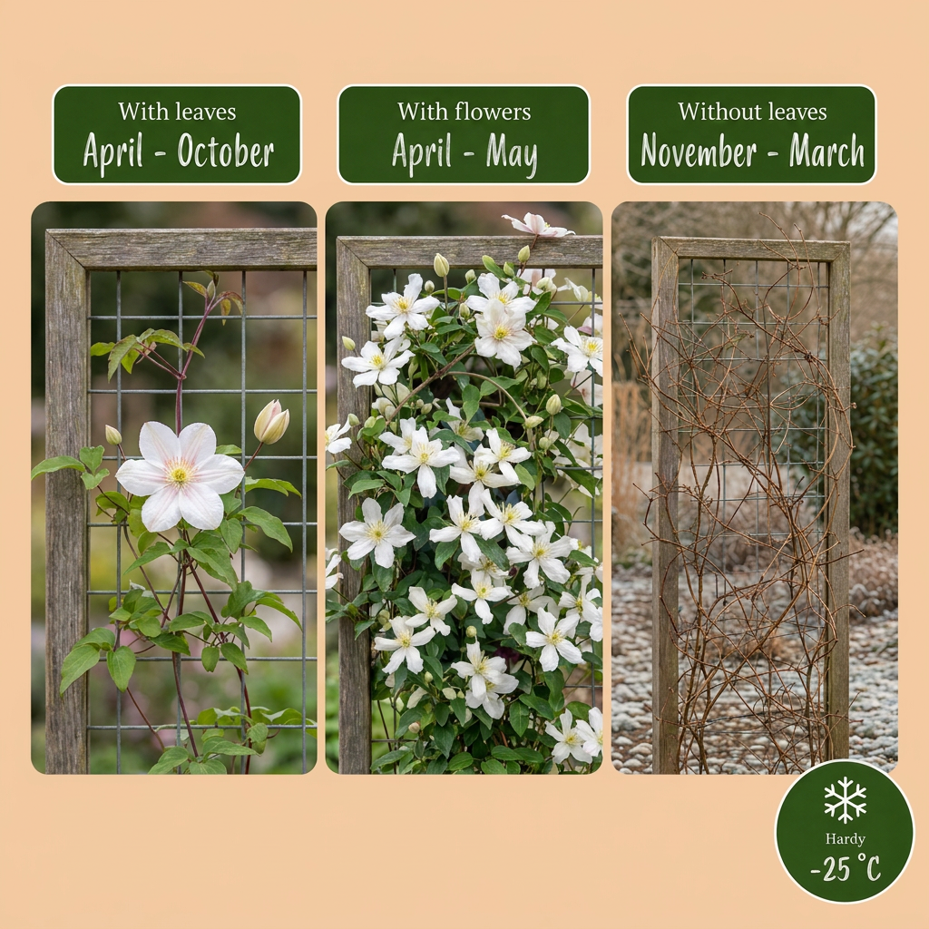 Bergwaldrebe 'Wilsonii' – Clematis montana – Weiß – Topf Ø9cm – Ansicht 4