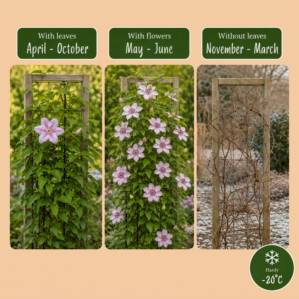 Clematis 'Nelly Moser' – Weiß-Rosa – Topf Ø9cm – Ansicht 4